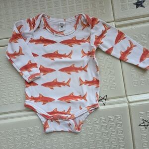 Kate Quinn Orange Shark Print Bodysuit
